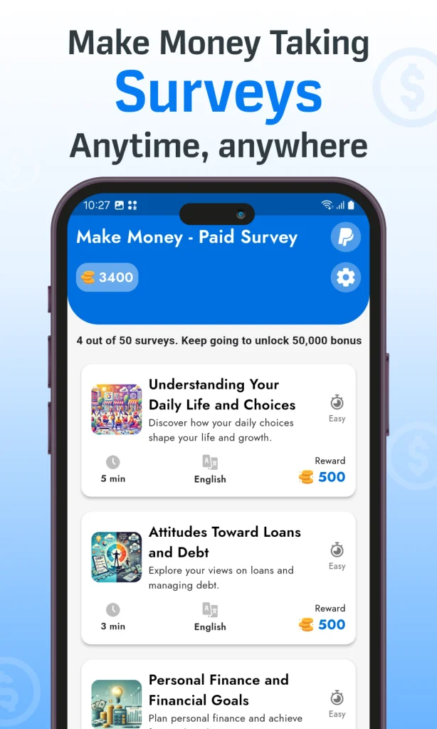 Gagner de l'argent - Paid Survey app